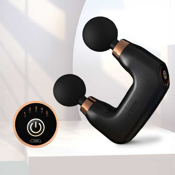 Elosung Black Dual Head Mini Massage Gun Portable Professional Muscle Relaxation Device With 5 Speed Adjustment For Deep Tissue Recovery And Pain Reli