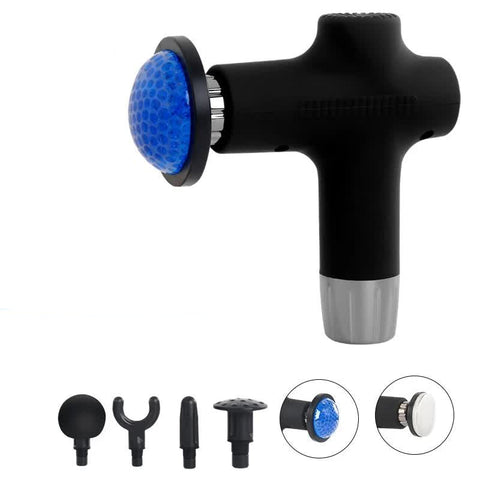 Elosung Black Mini 4 Head Deep Tissue Massage Gun Portable Wireless Fascia For Muscle Relaxation With Cold & Heat Therapy Lcd Display Massagers