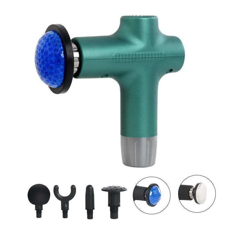 Elosung Green Mini 4 Head Deep Tissue Massage Gun Portable Wireless Fascia For Muscle Relaxation With Cold & Heat Therapy Lcd Display Massagers