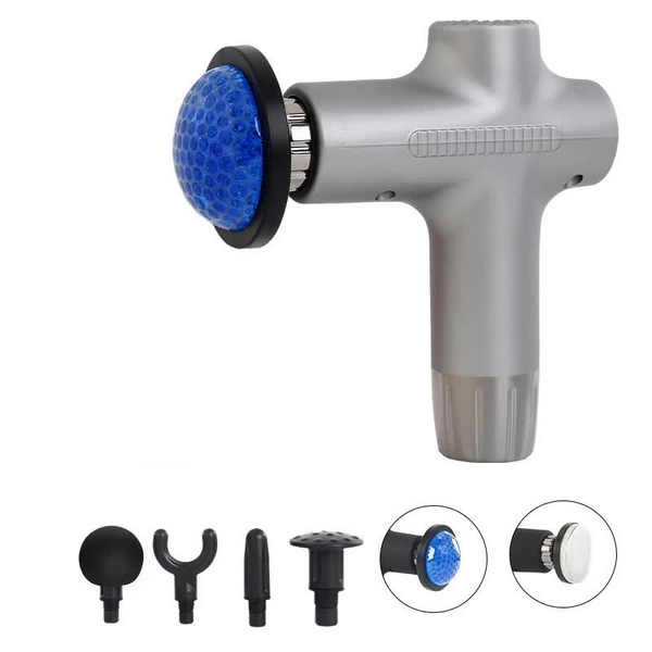 Elosung Silver Mini 4 Head Deep Tissue Massage Gun Portable Wireless Fascia For Muscle Relaxation With Cold & Heat Therapy Lcd Display Massagers
