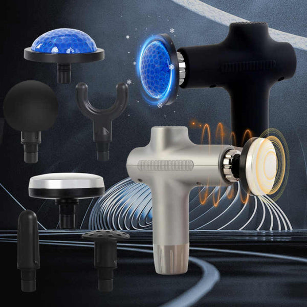 Elosung Silver Mini 4 Head Deep Tissue Massage Gun Portable Wireless Fascia For Muscle Relaxation With Cold & Heat Therapy Lcd Display Massagers