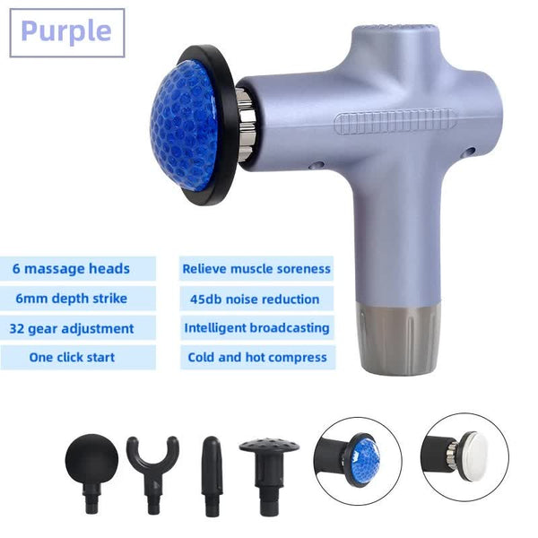 Elosung Purple Mini 4 Head Deep Tissue Massage Gun Portable Wireless Fascia For Muscle Relaxation With Cold & Heat Therapy Lcd Display Massagers