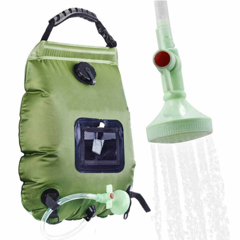 Elosung Green Portable Solar Camping Shower Bag Foldable 20L Outdoor Water Storage With Temperature Display For Easy Use Portable Showers & Accessorie