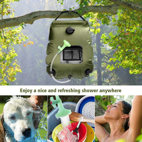 Elosung Black Portable Solar Camping Shower Bag Foldable 20L Outdoor Water Storage With Temperature Display For Easy Use Portable Showers & Accessorie