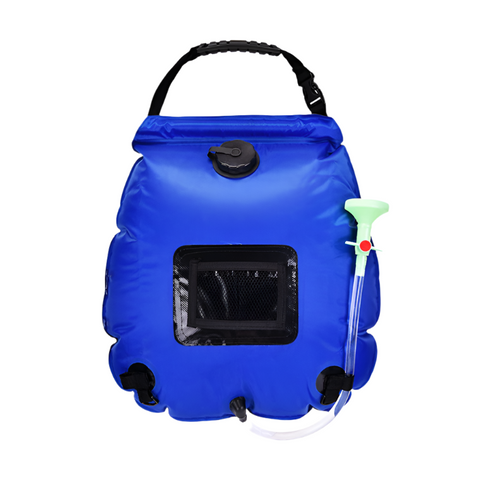 Elosung Blue Portable Solar Camping Shower Bag Foldable 20L Outdoor Water Storage With Temperature Display For Easy Use Portable Showers & Accessories