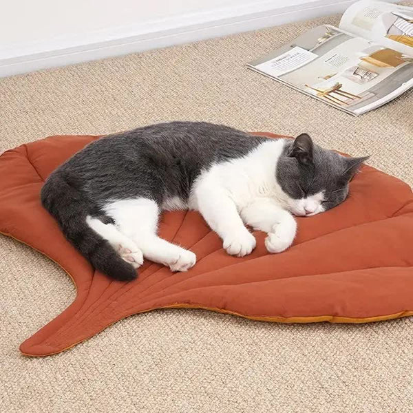 Elosung 1 Pcs Yellow Leaf Shaped Pet Sleeping Mat Durable Dog Floor Pad & Cat Bed For And Playtime Pet Beds