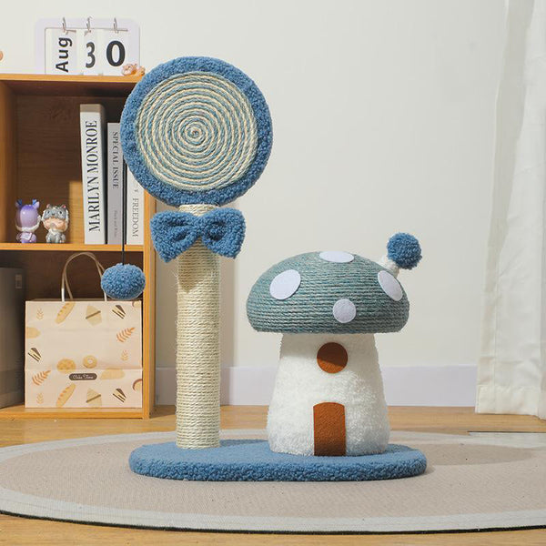 Elosung Blue Durable Mushroom Cat Scratching Post Anti Slip No Debris Pad With Sofa Protection For Small Cats Furniture & Scratchers