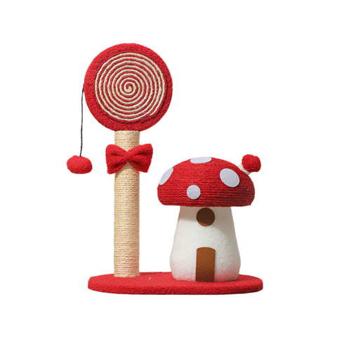 Elosung Red Durable Mushroom Cat Scratching Post Anti Slip No Debris Pad With Sofa Protection For Small Cats Furniture & Scratchers