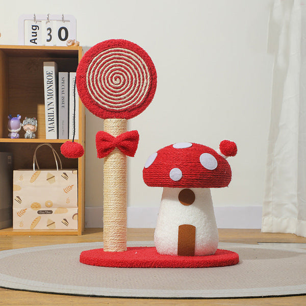 Elosung Red Durable Mushroom Cat Scratching Post Anti Slip No Debris Pad With Sofa Protection For Small Cats Furniture & Scratchers