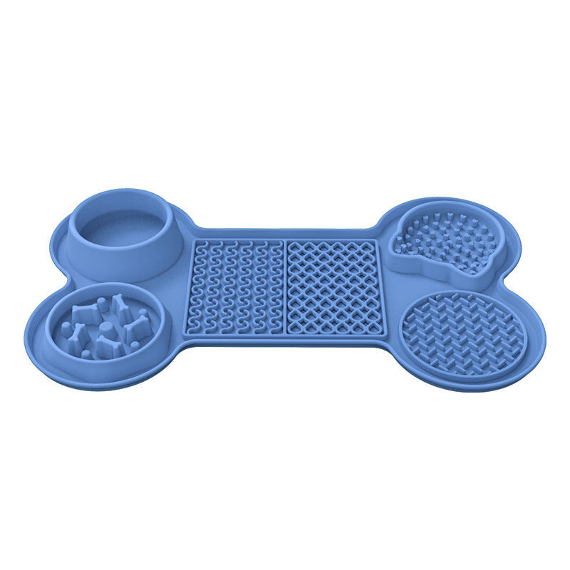 Elosung Blue Silicone Pet Licking Mat Slow Feeder Pad With Strong Suction And Foldable Design Heat Resistant 40Ac To 240Ac For Dogs Cats Dog Feeding M