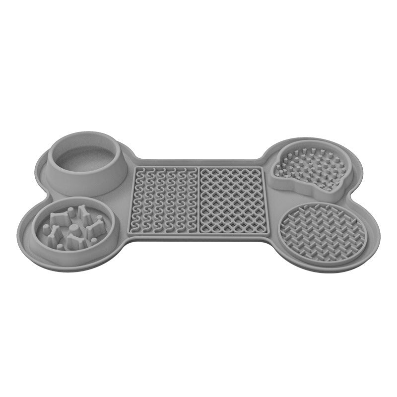 Elosung Grey Silicone Pet Licking Mat Slow Feeder Pad With Strong Suction And Foldable Design Heat Resistant 40Ac To 240Ac For Dogs Cats Dog Feeding M