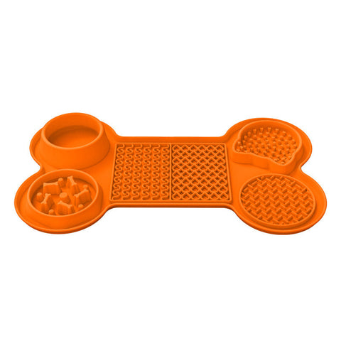 Elosung Orange Silicone Pet Licking Mat Slow Feeder Pad With Strong Suction And Foldable Design Heat Resistant 40Ac To 240Ac For Dogs Cats Dog Feeding