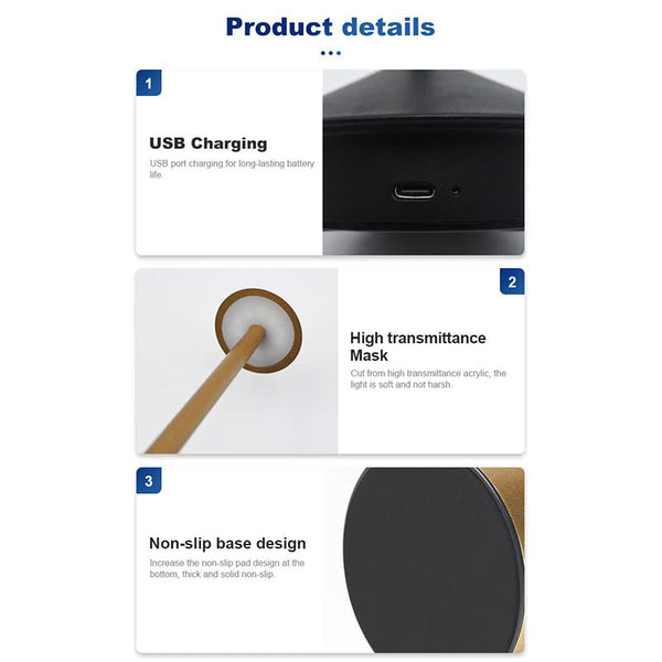 Elosung Black Modern Minimalist Aluminum Led Mushroom Night Light Creative Bedside Atmosphere Lamp For Dining Room And Bedroom Night Lights