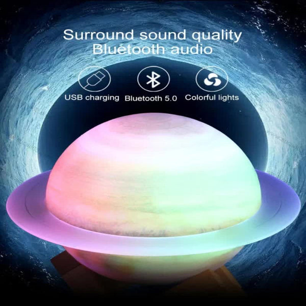 Elosung Purle And Blue 3D Saturn Ring Bluetooth With Led Lights Hifi Bass Usb Charging Immersive Sound For Home Desktop Use Audio Docks & Mini Speaker