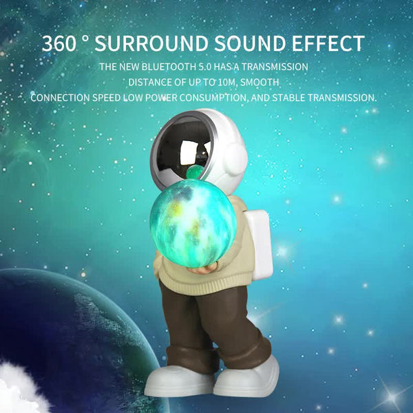 Elosung Holding The Dreamy Starry Sky (Grey Top + Navy Blue Pants) Creative Astronaut Bluetooth With 3D Lighting Portable Wireless Moon Lamp Perfect G
