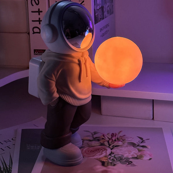 Elosung Holding The Romantic Moon (Beige Top + Brown Pants) Creative Astronaut Bluetooth With 3D Starry Sky Lighting Portable Wireless Lamp Perfect Gi