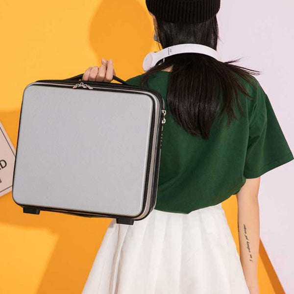 Elosung Silver Gray Mini 16 Inch Password Protected Abs Storage And Carry On Luggage Box | Front Opening Cosmetic Organizer Lightweight 1.46Kg Travel