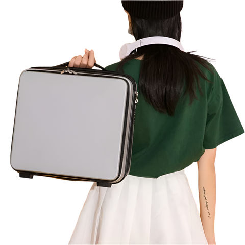 Elosung Silver Gray Mini 16 Inch Password Protected Abs Storage And Carry On Luggage Box | Front Opening Cosmetic Organizer Lightweight 1.46Kg Travel