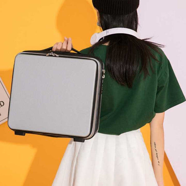 Elosung Dark Blue Mini 16 Inch Password Protected Abs Storage And Carry On Luggage Box | Front Opening Cosmetic Organizer Lightweight 1.46Kg Travel Ca