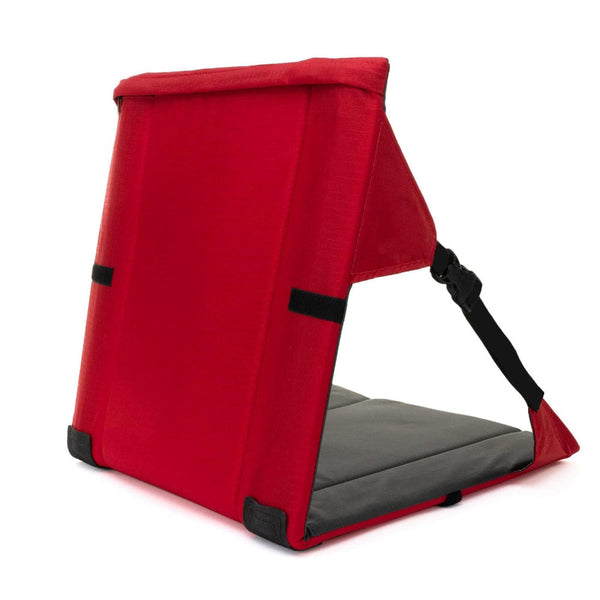 Elosung Black And Red Portable Outdoor Camping Seat Pad With Backrest Foldable Waterproof Concert Cushion 600D Oxford Fabric Ideal For Hiking Picnics