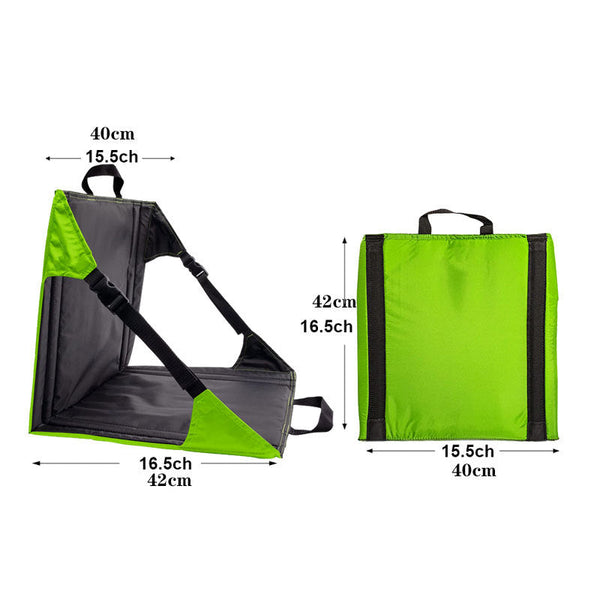 Elosung Green And Black Portable Outdoor Camping Seat Pad With Backrest Foldable & Waterproof Concert Cushion 600D Oxford Fabric Ideal For Hiking Picn