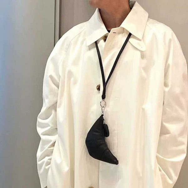 Elosung Black Cute Crossbody Coin Purse | Mini Croissant Design Shoulder Bag Small Leather Portable Makeup & Earphone Pouch Women's Bags & Handbags