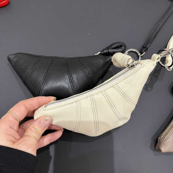 Elosung Black Cute Crossbody Coin Purse | Mini Croissant Design Shoulder Bag Small Leather Portable Makeup & Earphone Pouch Women's Bags & Handbags