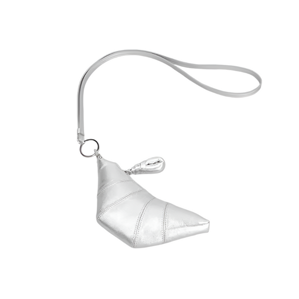 Elosung Silver Cute Crossbody Coin Purse Mini Croissant Design Shoulder Bag Small Leather Portable Makeup And Earphone Pouch Women's Bags & Handbags