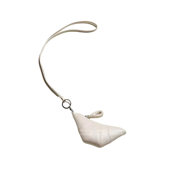 Elosung White Cute Crossbody Coin Purse | Mini Croissant Design Shoulder Bag Small Leather Makeup & Earphone Pouch Women's Bags & Handbags