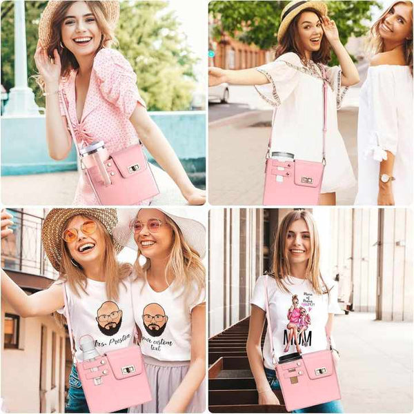 Elosung White Portable Beverage Bottle Cup Holder Bag | Trendy Crossbody Design For Daily Commute No Water Waist Packs & Bags