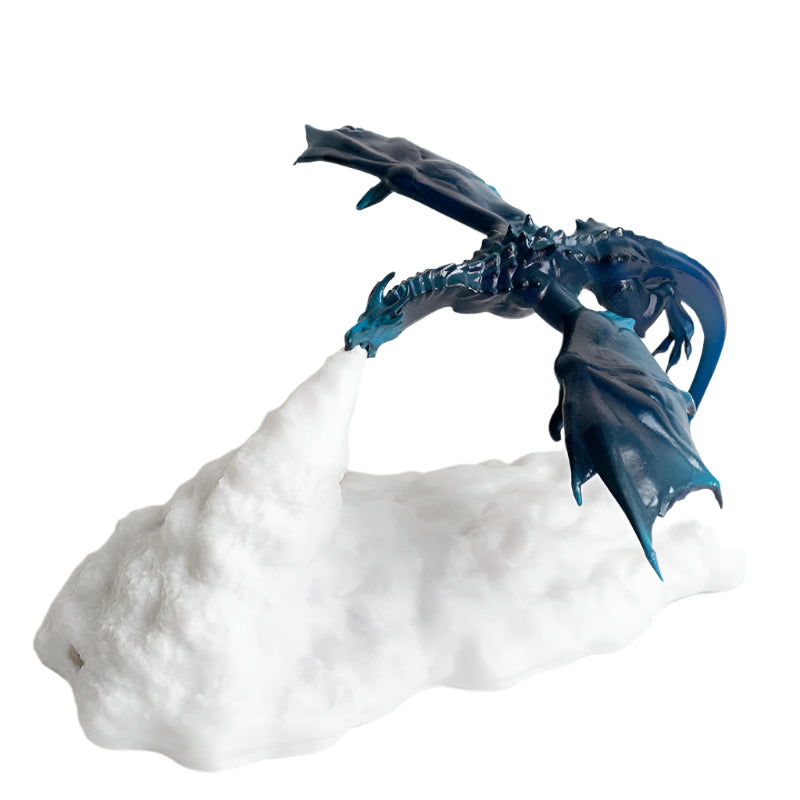 Elosung Blue Ice Dragon 3D Printed Led Flame Night Light Unique Decorative Lamp For Desk Bedroom & Gift Ideas Night Lights
