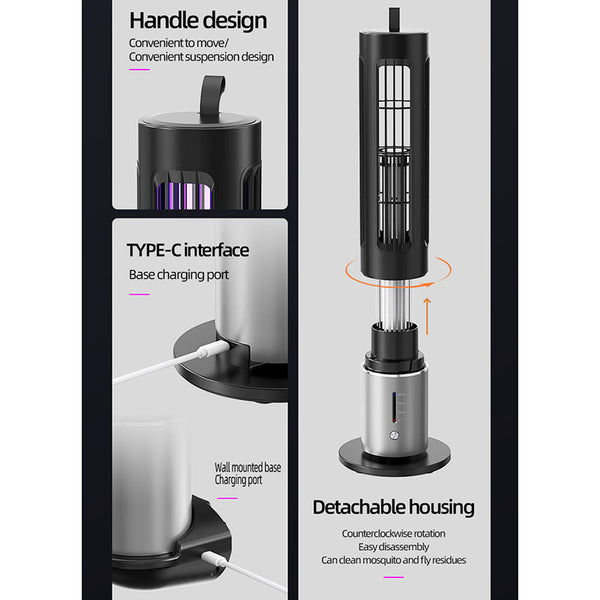 Elosung Electric Mosquito Killer Lamp With Detachable Housing And Timer Function Usb Rechargeable Lamps