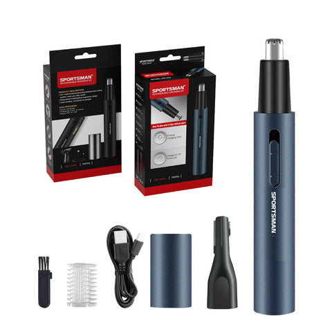Elosung Dark Blue Electric Nose Hair Trimmer With Sideburn Cutter Portable Usb Rechargeable Grooming Kit Clippers & Trimmers