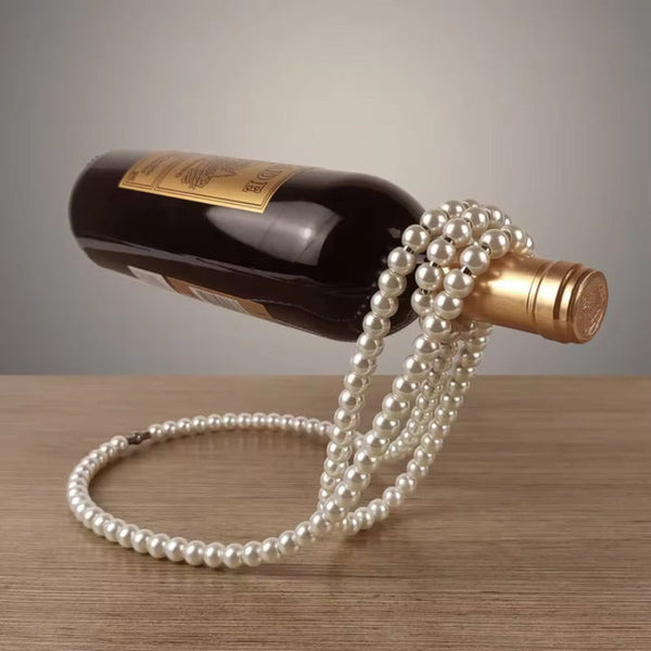 Elosung Black Modern Floating Pearl Wine Elegant Home Decor Unique Kitchen Accessory For Dining Bar And Living Room Racks
