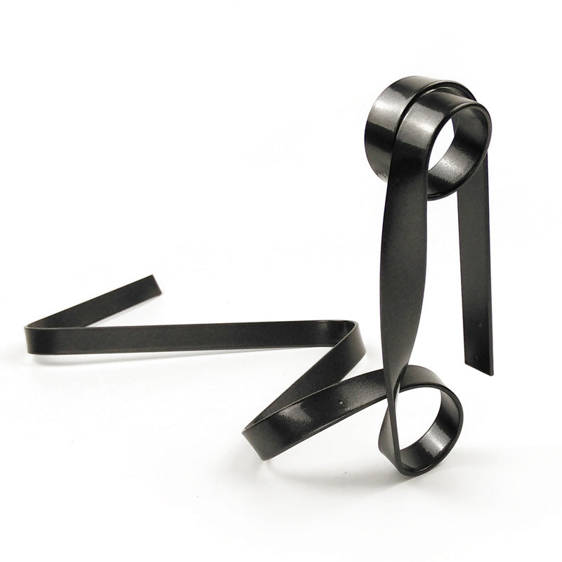 Elosung Black Modern Ribbon Wine Bottle Holder Creative Floating Rack For Home And Bar Decor Racks