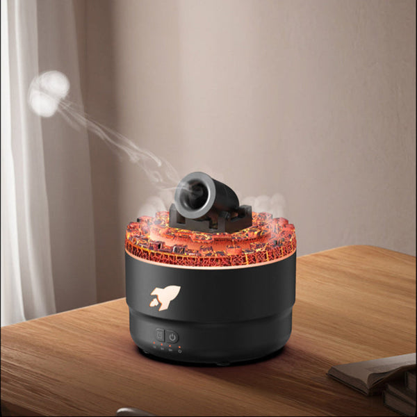 Elosung Black Creative Cannon Shaped Aromatherapy Diffuser With Colorful Led Lights 280Ml Ultrasonic Humidifier Dual Mist Modes Desktop Small Air Fres