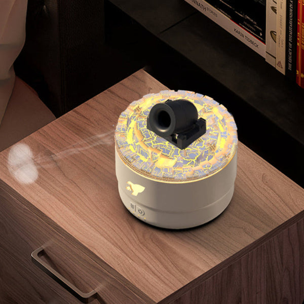 Elosung White Creative Cannon Shaped Aromatherapy Diffuser With Colorful Led Lights 280Ml Ultrasonic Humidifier Dual Mist Modes Desktop Small Air Fres