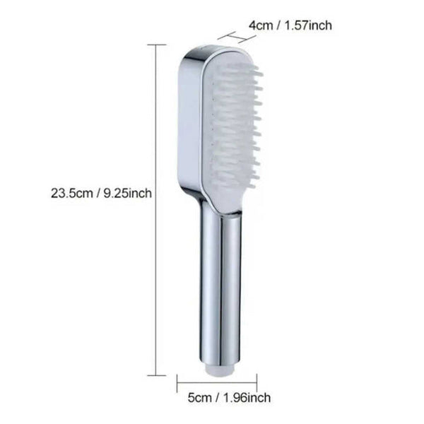 Elosung Silver Handheld Shower Head With Silicone Brush And Massage Function High Pressure Water Spray Shower Heads & Combos