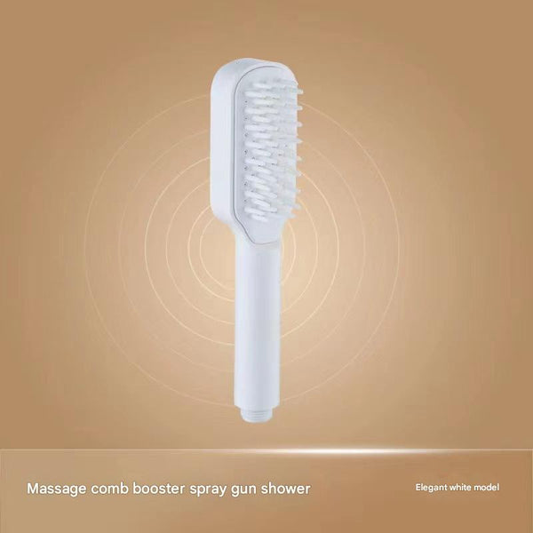 Elosung White Handheld Shower Head With Silicone Brush And Massage Function High Pressure Water Spray Shower Heads & Combos