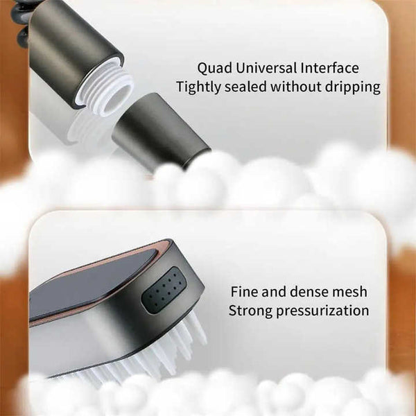 Elosung White Handheld Shower Head With Silicone Brush And Massage Function High Pressure Water Spray Shower Heads & Combos