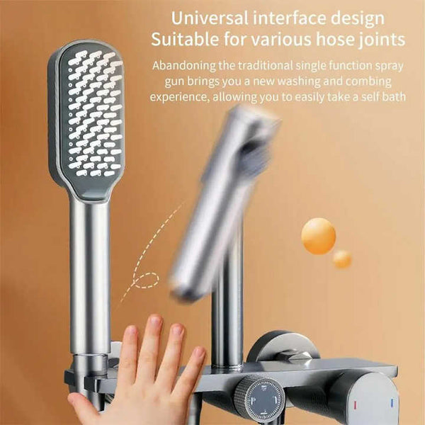 Elosung White Handheld Shower Head With Silicone Brush And Massage Function High Pressure Water Spray Shower Heads & Combos