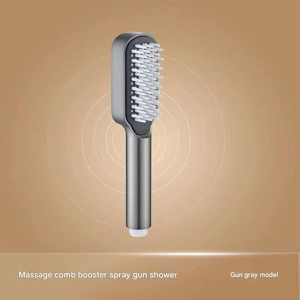 Elosung Grey Handheld Shower Head With Silicone Brush And Massage Function High Pressure Water Spray Shower Heads & Combos