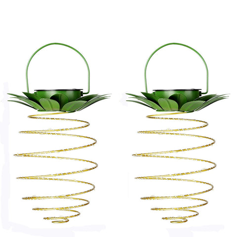 Elosung 2 Pcs 30 Leds Solar Pineapple Lantern Outdoor Decorative Hanging Light Waterproof Iron Art Powered Garden String String Lights