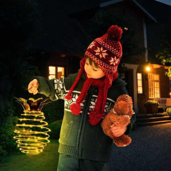 Elosung 2 Pcs 30 Leds Solar Pineapple Lantern Outdoor Decorative Hanging Light Waterproof Iron Art Powered Garden String String Lights