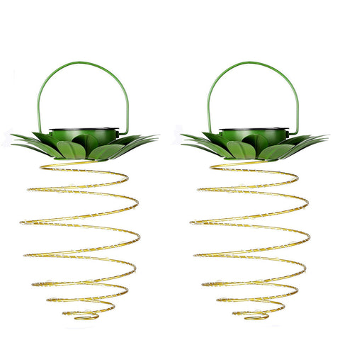 Elosung 2 Pcs 60 Leds Solar Pineapple Lantern Outdoor Decorative Hanging Light Waterproof Iron Art Powered Garden String String Lights