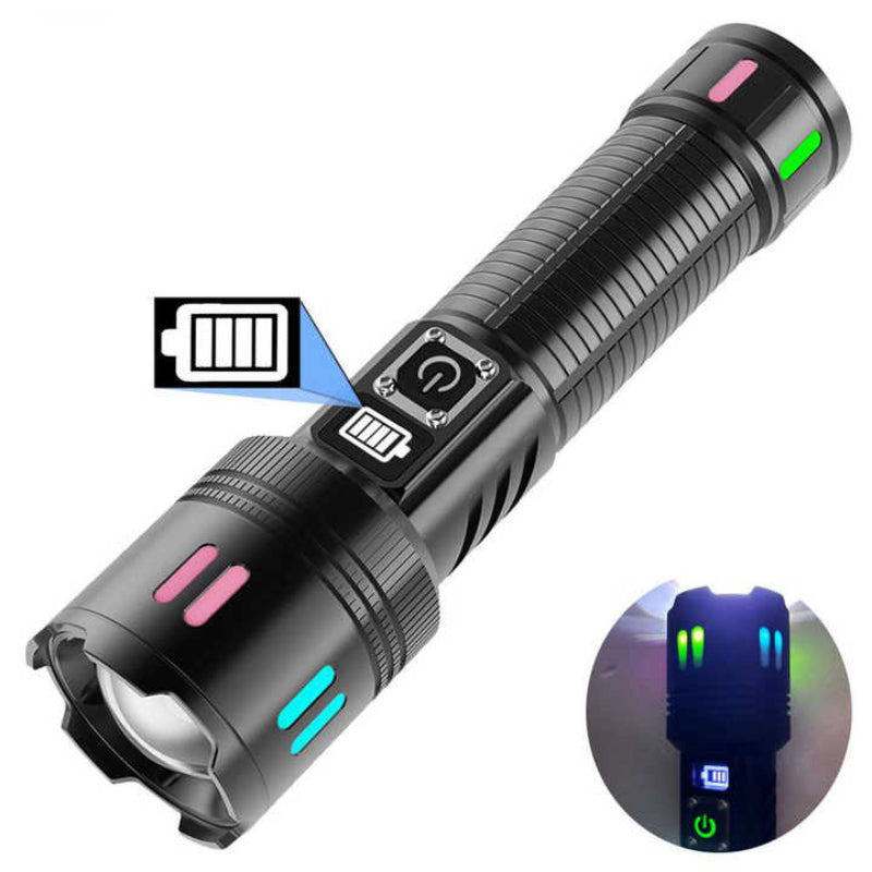 Elosung Carton Box Rechargeable High Power Emergency Flashlight Super Bright Portable Outdoor Patrol Torch With Digital Display Flashlights