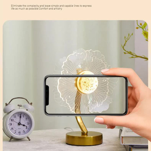 Elosung Sunflower Shape Luxury Acrylic Table Lamp Modern Usb Powered Night Light | Decorative For Bedroom Living Room And Bedside Compact Design With