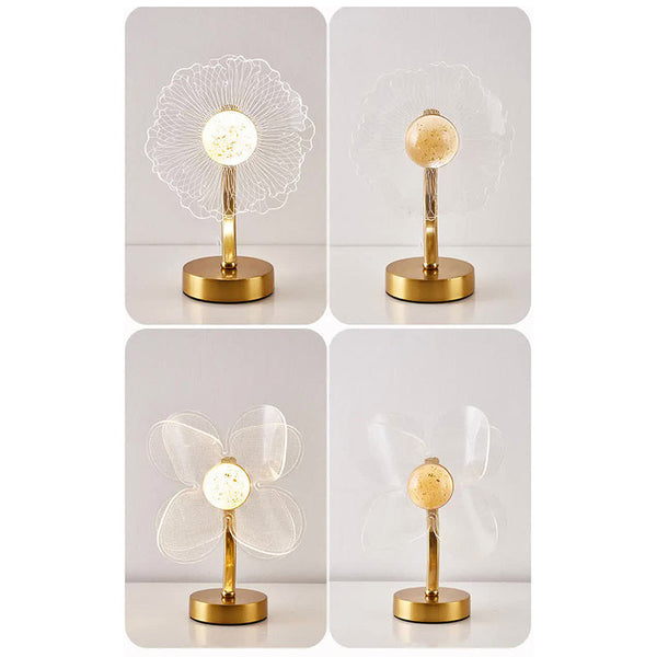 Elosung Four Leaf Clover Shape Luxury Acrylic Table Lamp Modern Usb Powered Night Light | Decorative For Bedroom Living Room And Bedside Compact Desig