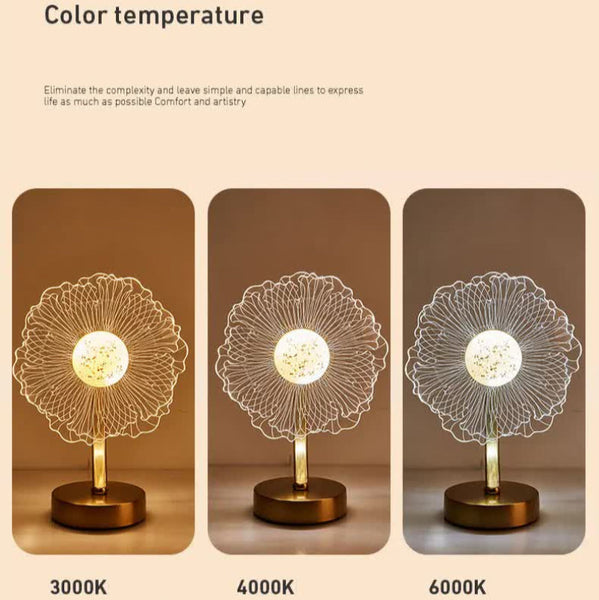 Elosung Petal Shape Luxury Acrylic Table Lamp Modern Usb Powered Night Light Night Lights