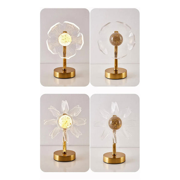 Elosung Petal Shape Luxury Acrylic Table Lamp Modern Usb Powered Night Light Night Lights